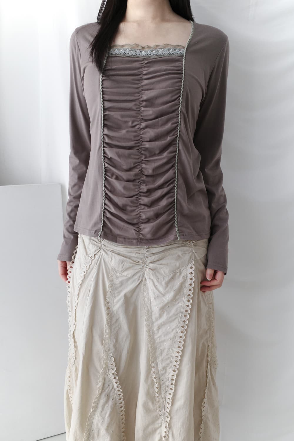 shirring lace long sleeve 상품이미지6