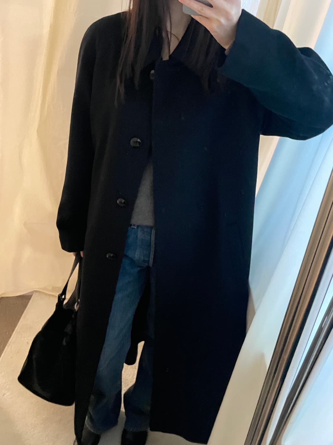 vintage black angora silk long coat 상품이미지10