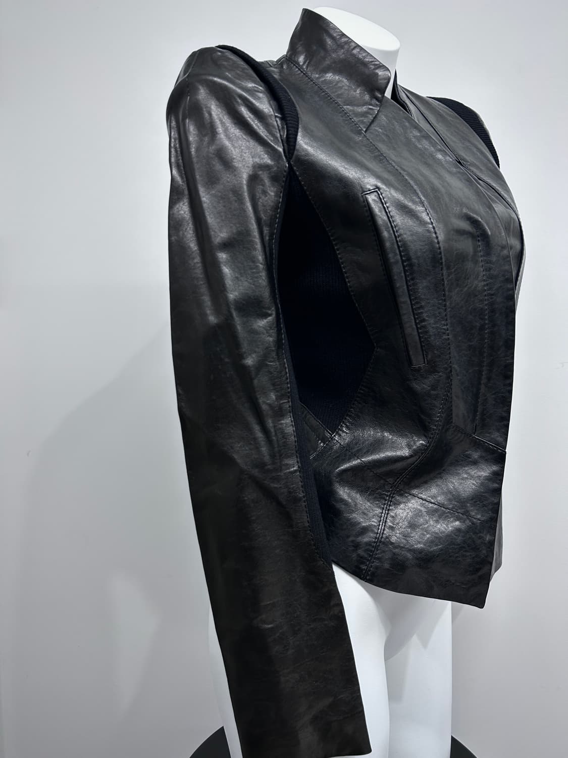 립 판넬 레더 자켓 상품이미지4