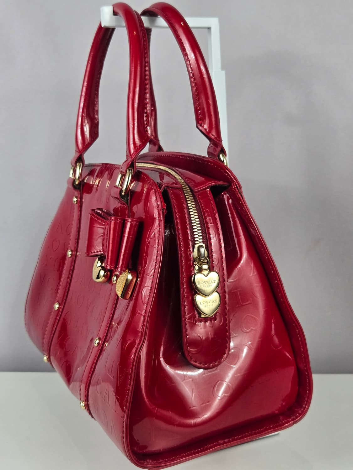 LOVCAT 러브캣 페이던트 애나멜 하트 리본 토트백 가방 정품 상품이미지5