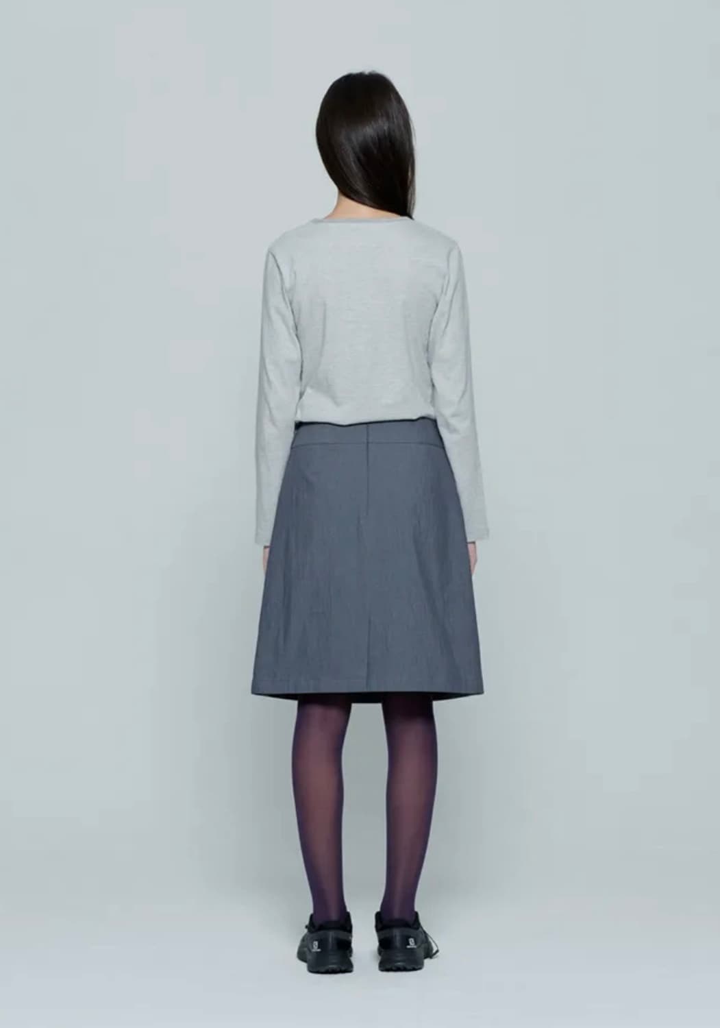 [택있음]엔조블루스 다이애그널 라인 미디 스커트 (Dark Grey) 상품이미지3