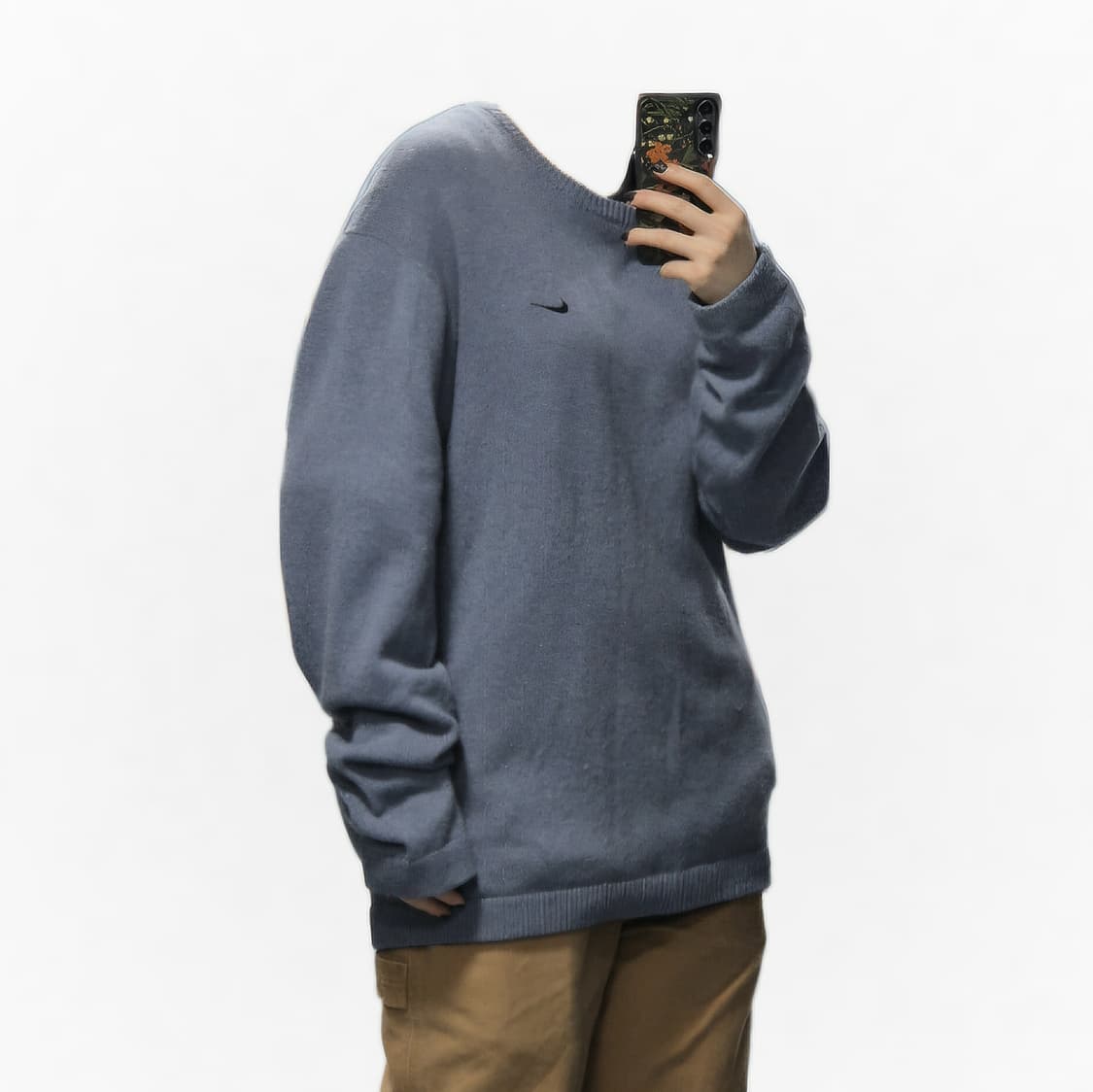 소라색 나이키 스몰 스우시 니트 XL 상품이미지5