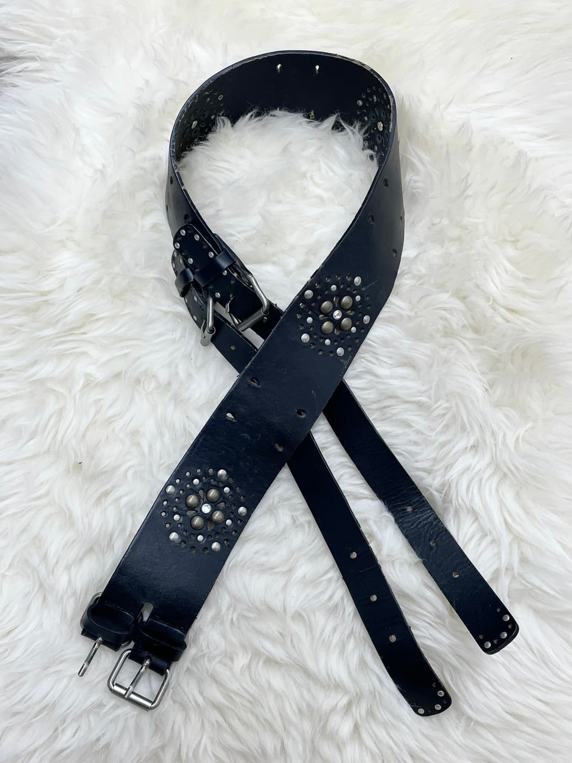 리얼레더 투버클 스터드 와이드 벨트 상품이미지1