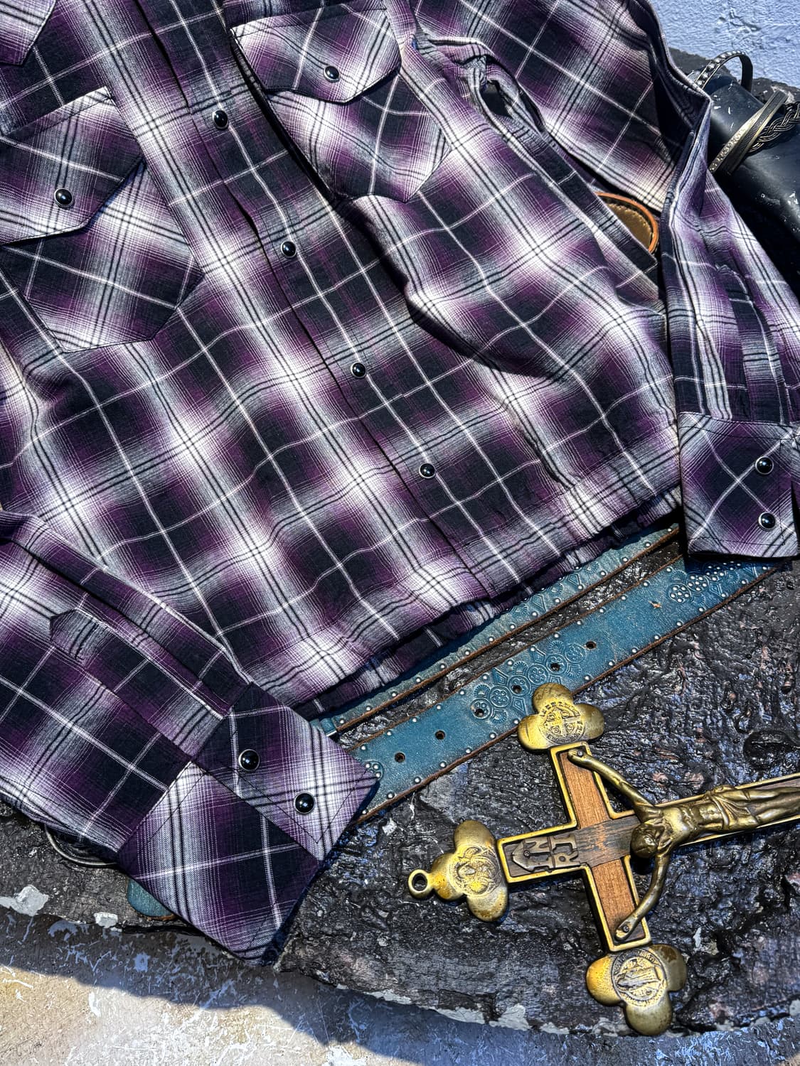 Purple Ombre Check Western Shirt Blouson 상품이미지9
