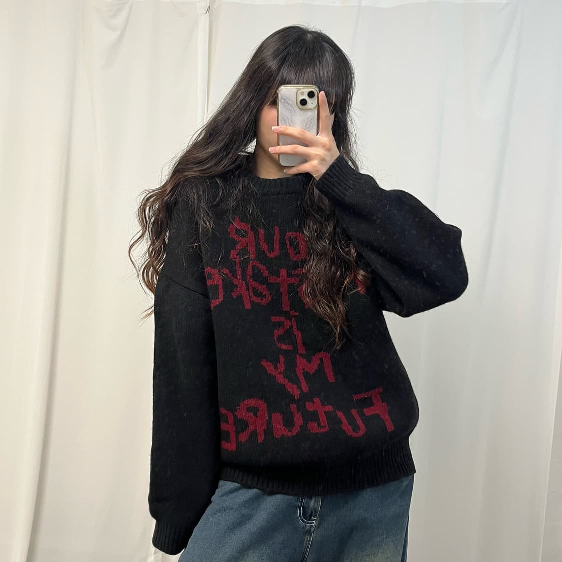 Ajobyajo black lettering knit 상품이미지2