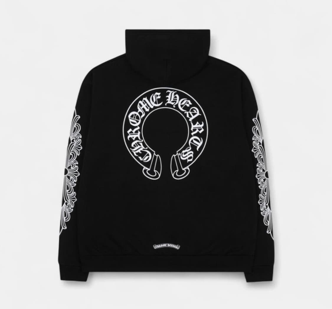 크롬하츠 홀스슈 플로랄 후드집업 블랙 상품이미지2