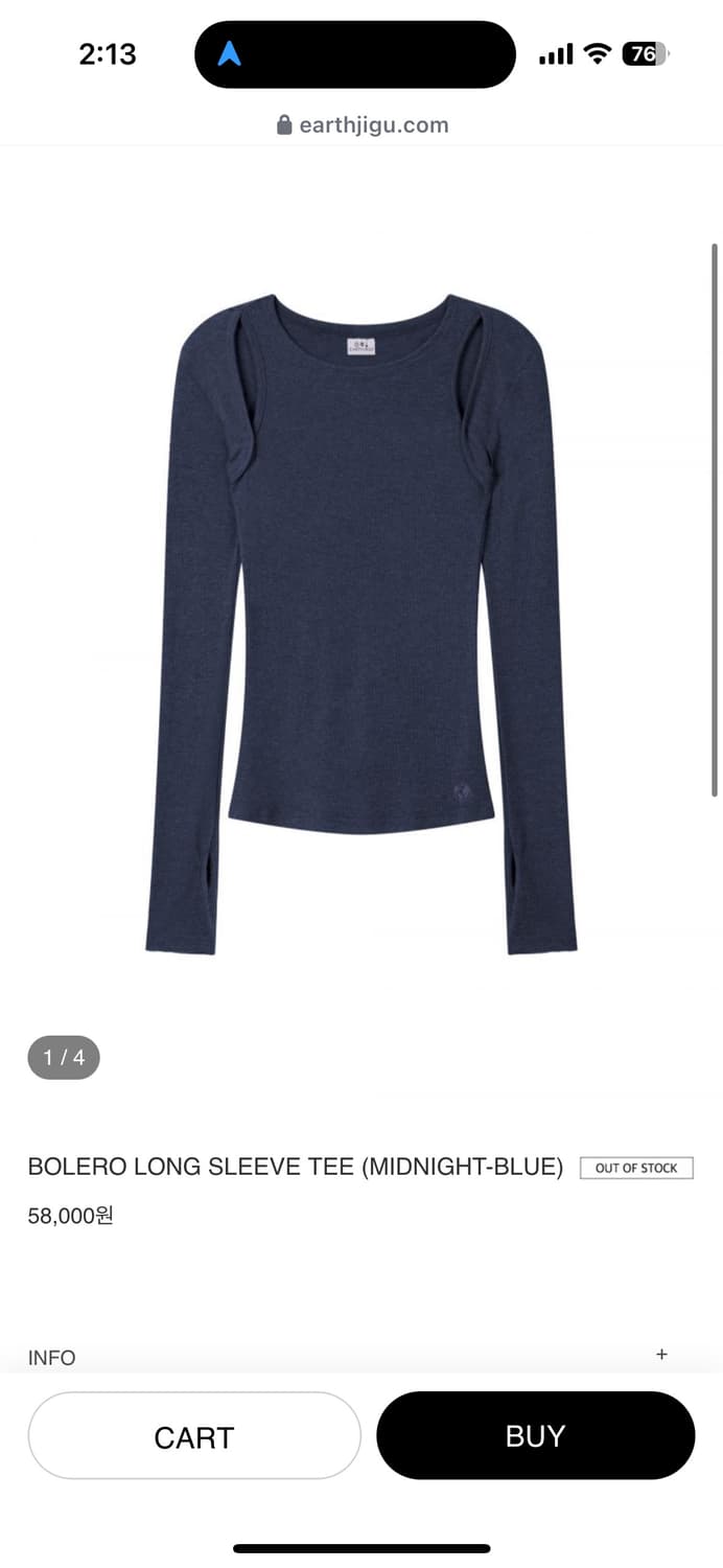 BOLERO LONG SLEEVE TEE (MIDNIGHT-BLUE) 상품이미지1