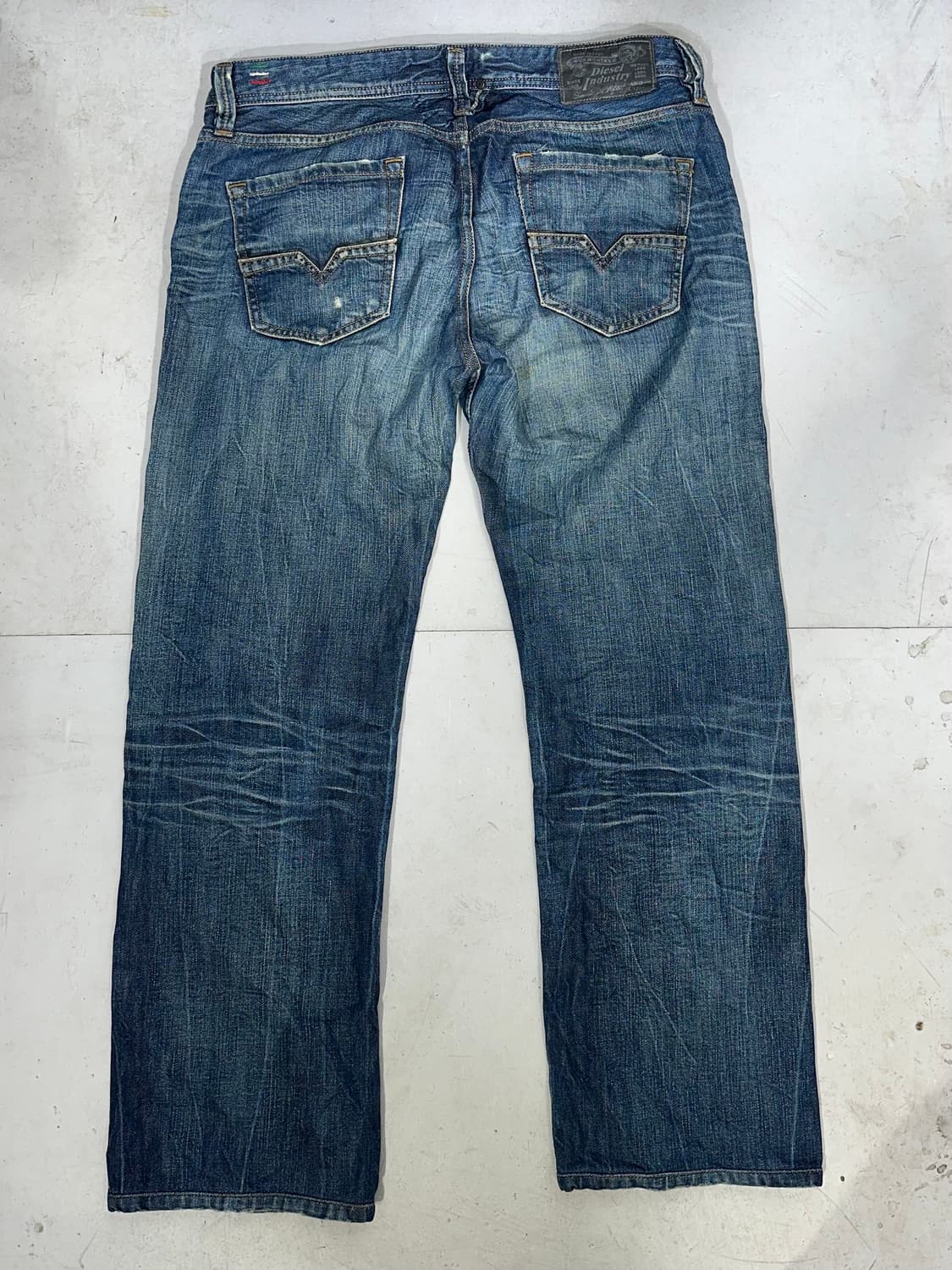 디젤 진청 레이크 워싱 와이드 데님 팬츠 청바지  상품이미지5