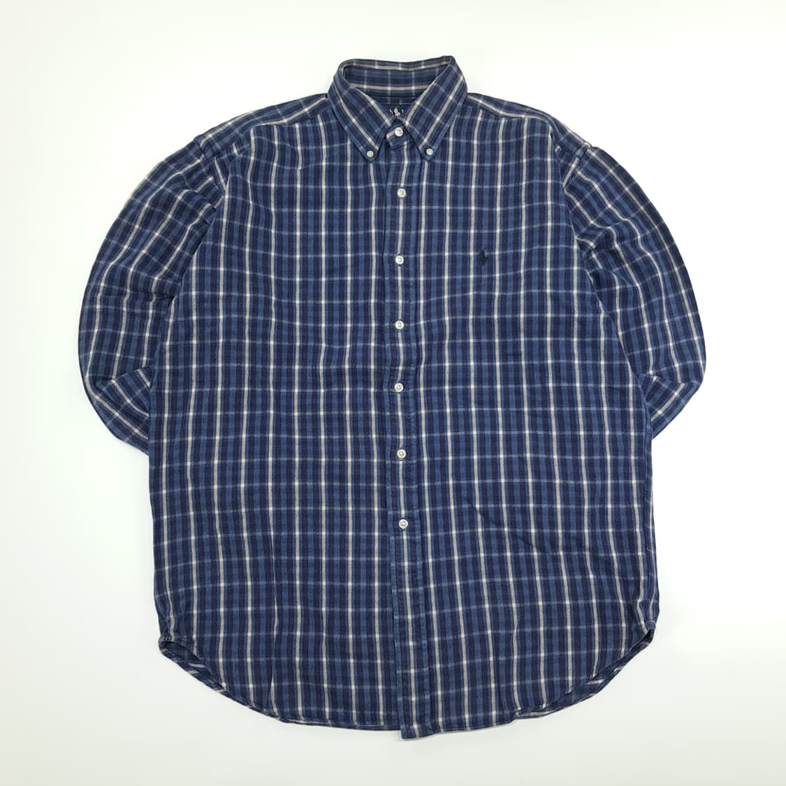 CN802 M 폴로 랄프로렌 로얄블루 플란넬 체크 긴팔 셔츠 남방 상품이미지1