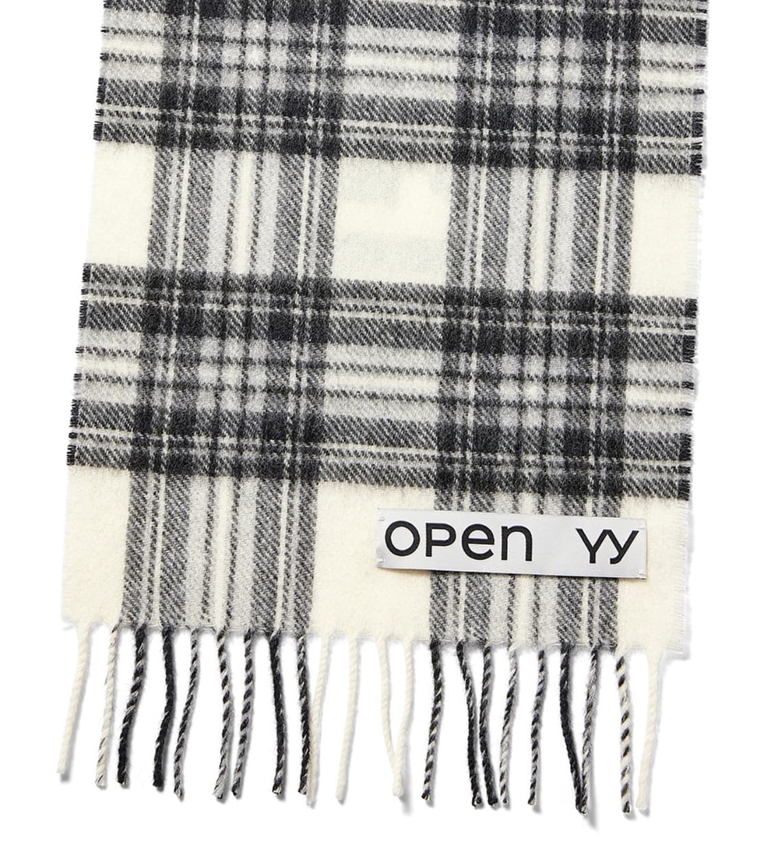 OPEN YY TARTAN WOOL SCARF, BLACK 상품이미지5