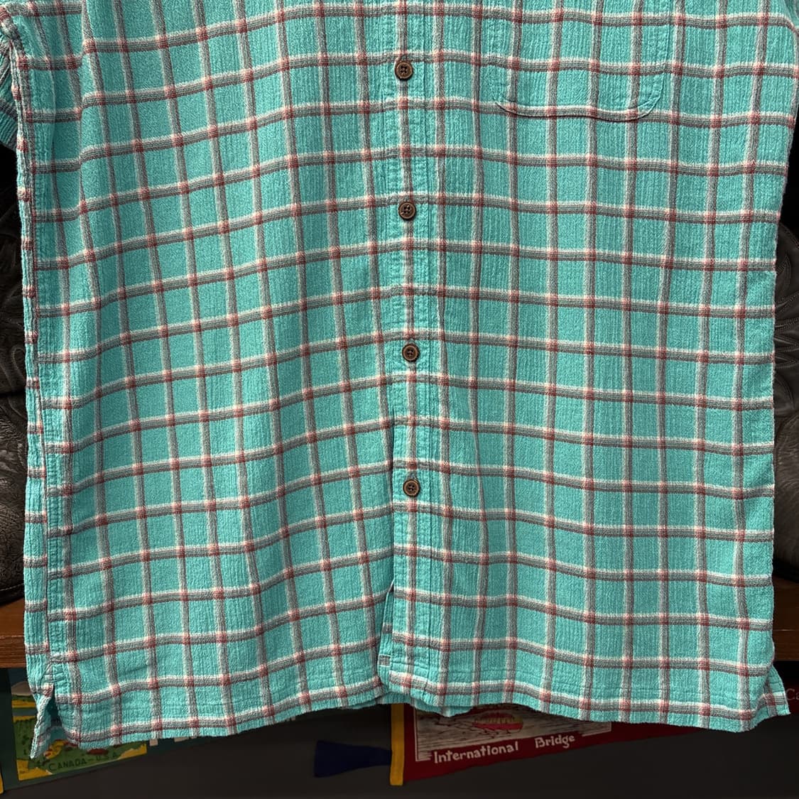 파타고니아 오가닉코튼 멀티 윈도우 체크 시어서커 셔츠 터콰이즈 N1153 상품이미지4