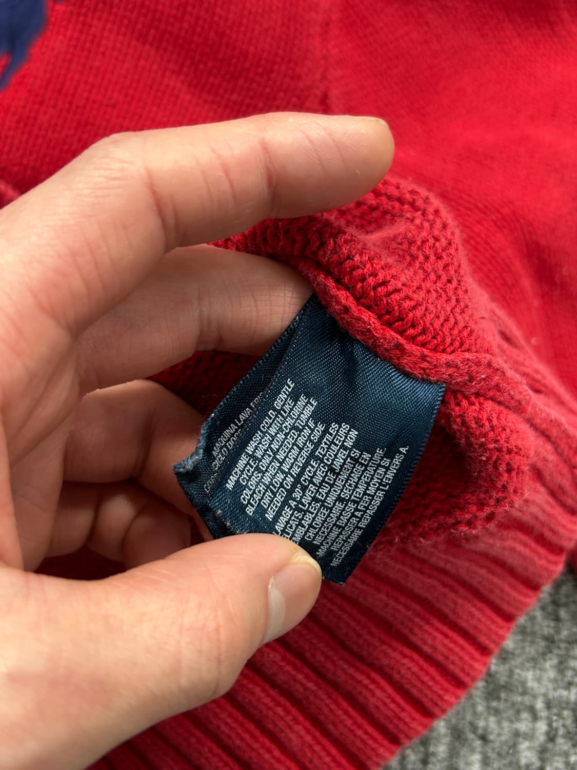 폴로 랄프로렌 빅포니 레드 하프 니트집업 XL  상품이미지9
