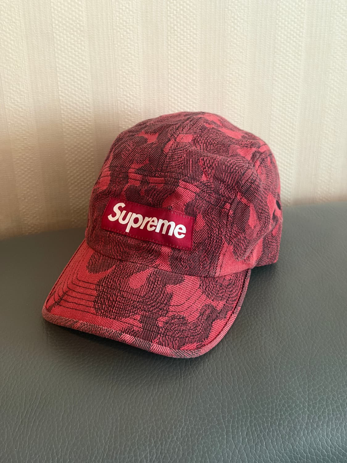 슈프림 플레임 자카드 데님 캠프캡 워시드 레드 상품이미지5