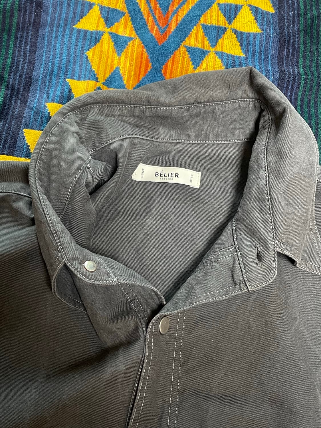 BELIER short sleeve Charcoal shirt L 상품이미지4