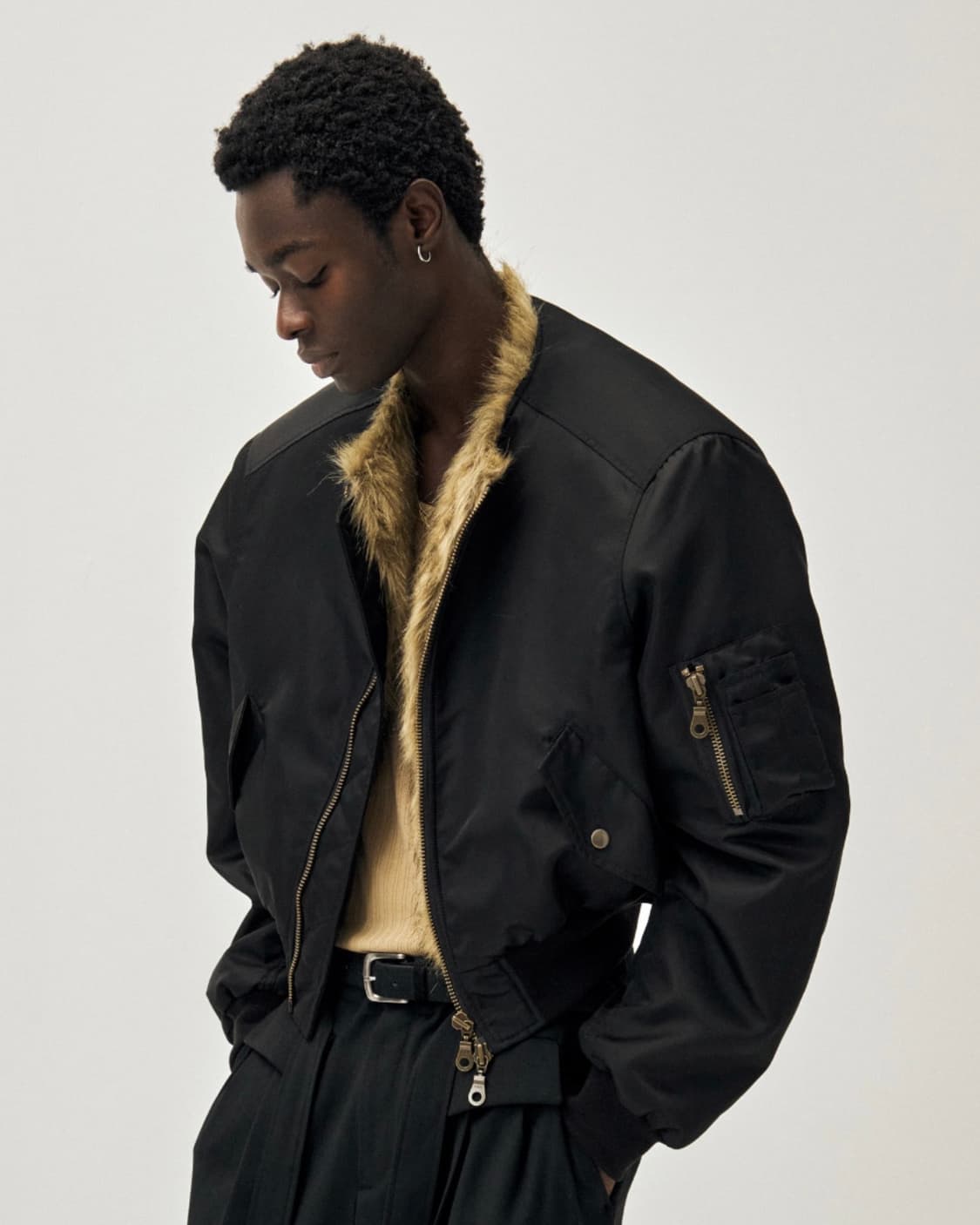 노이어 샤기 퍼 ma-1 크롭 자켓 마원 새상품 상품이미지6