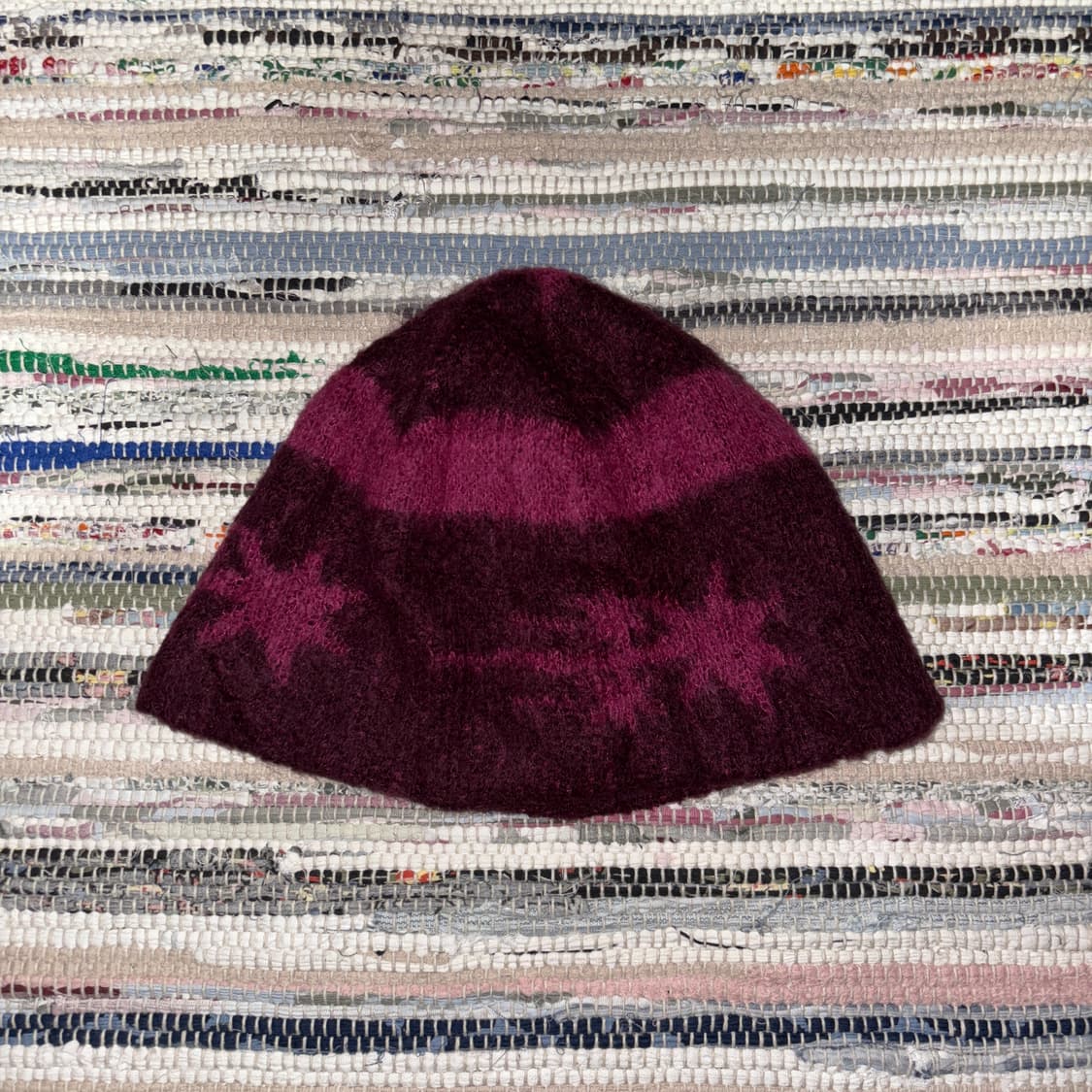 나이스고스트클럽 3스타 로고 모헤어 비니 핑크(퍼플) 상품이미지3