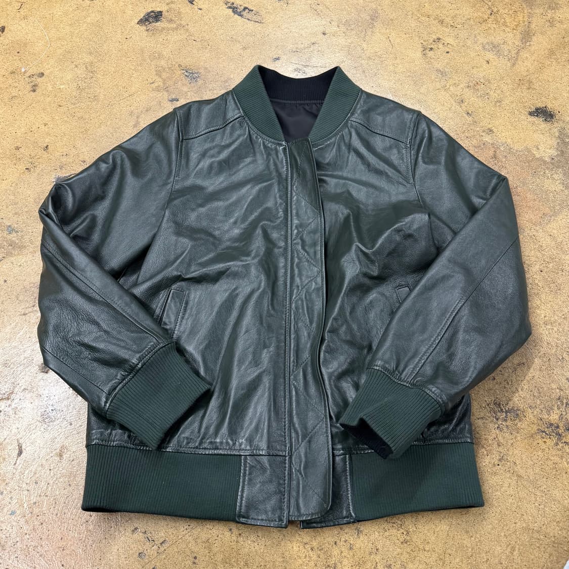 [정품] 가죽 블루종 자켓 다크 그린 b15 상품이미지2