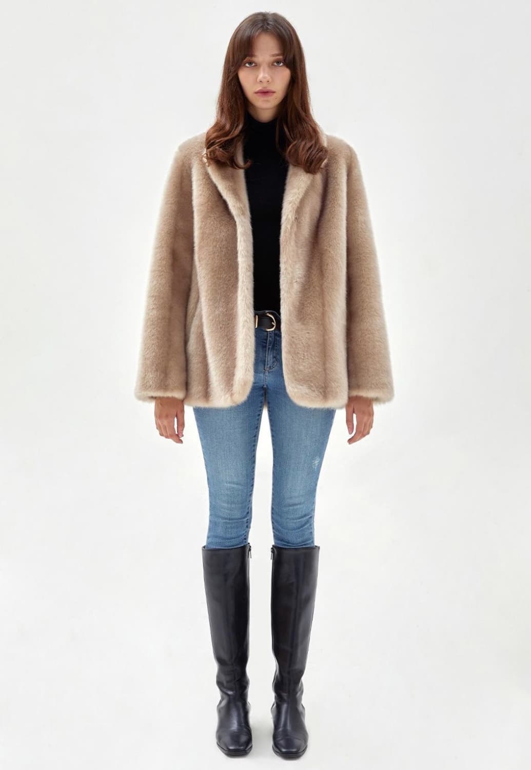 해브레스 페이크퍼자켓 베이지 상품이미지2