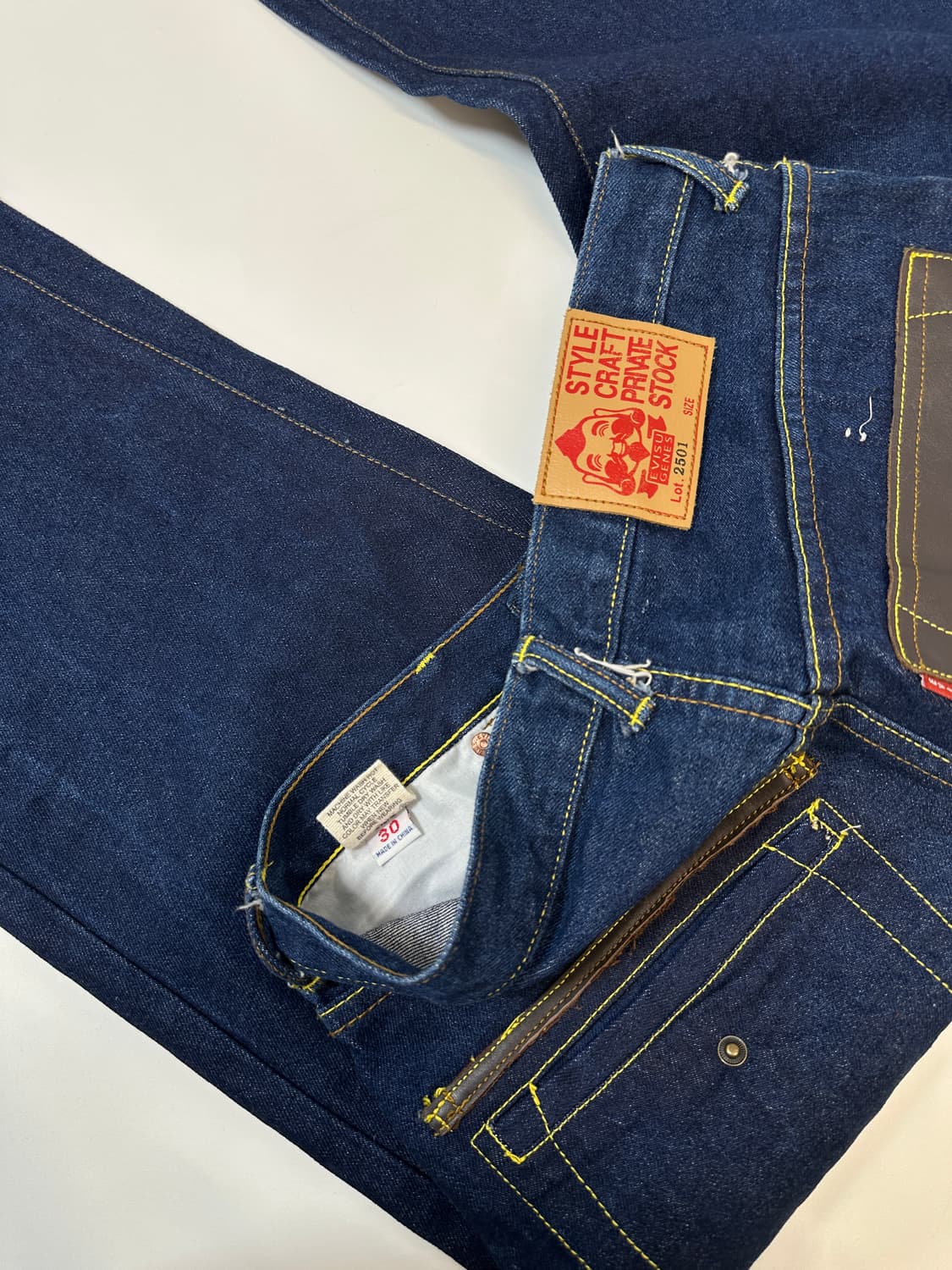 에비수 레더포켓 와이드 데님 30 상품이미지4