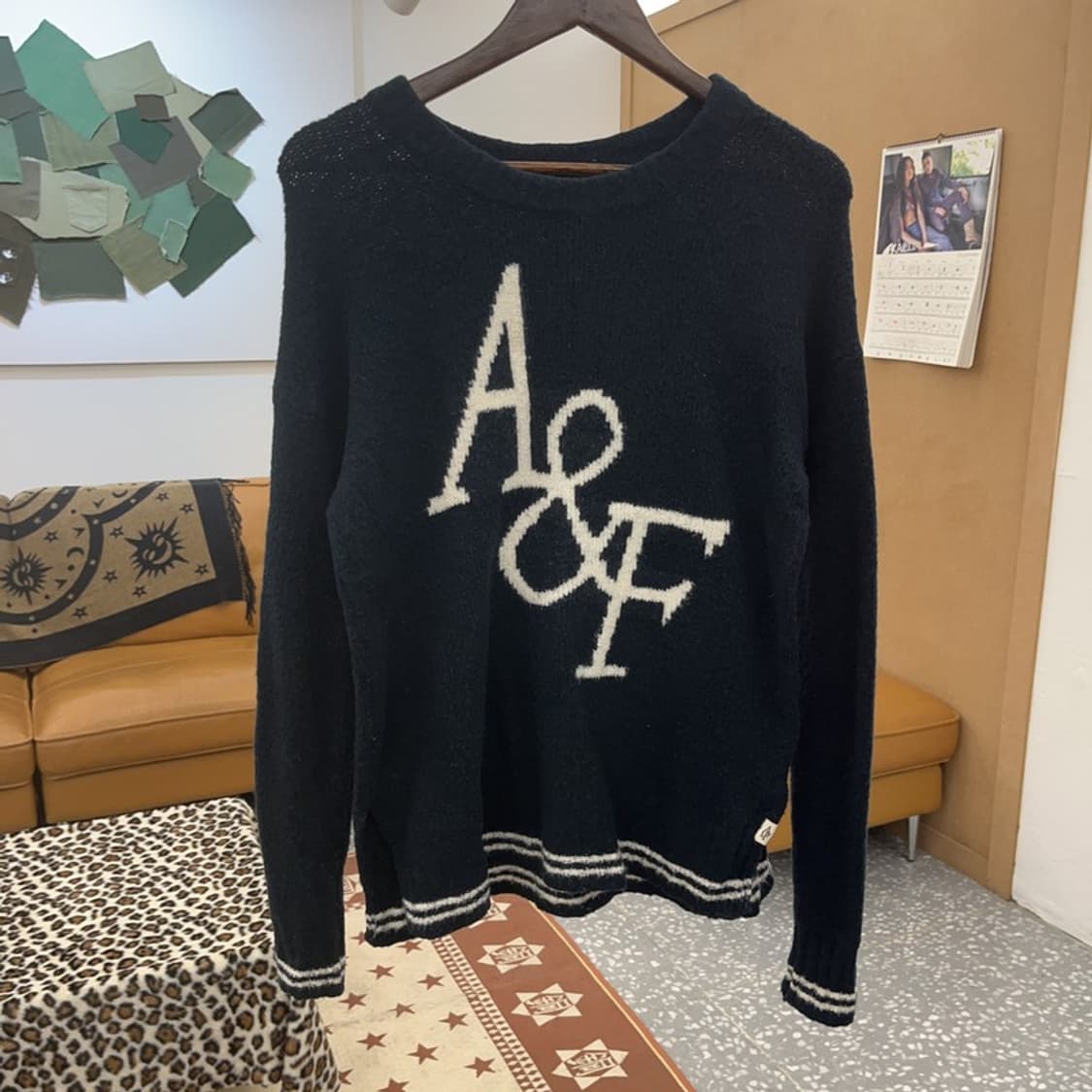 아베크롬비 올드스쿨 레트로 Y2K 여리 빅로고 니트 90 C09672 상품이미지3