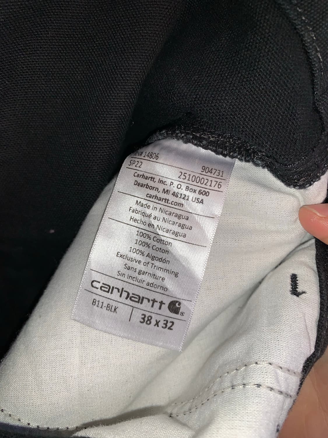 칼하트 블랙 헤비 캔버스 팬츠  상품이미지6