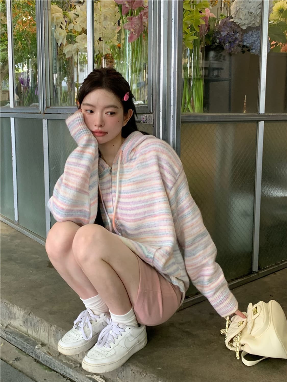 에이블리 더로버 솜사탕 파스텔 니트 후드집업 후드가디건 상품이미지6