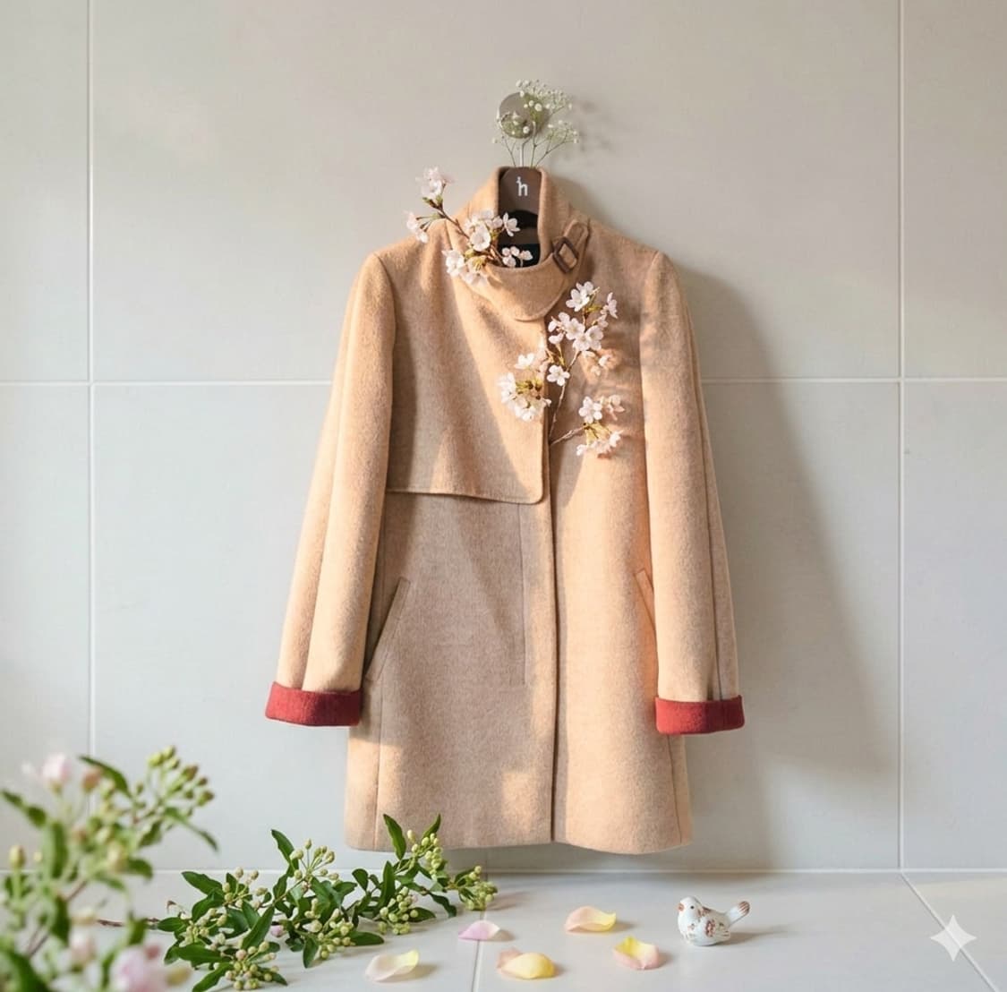 가격조정 | 헤지스 울 캐시미어 하프코트 85 | 배색안감 | 드라이완료 상품이미지1