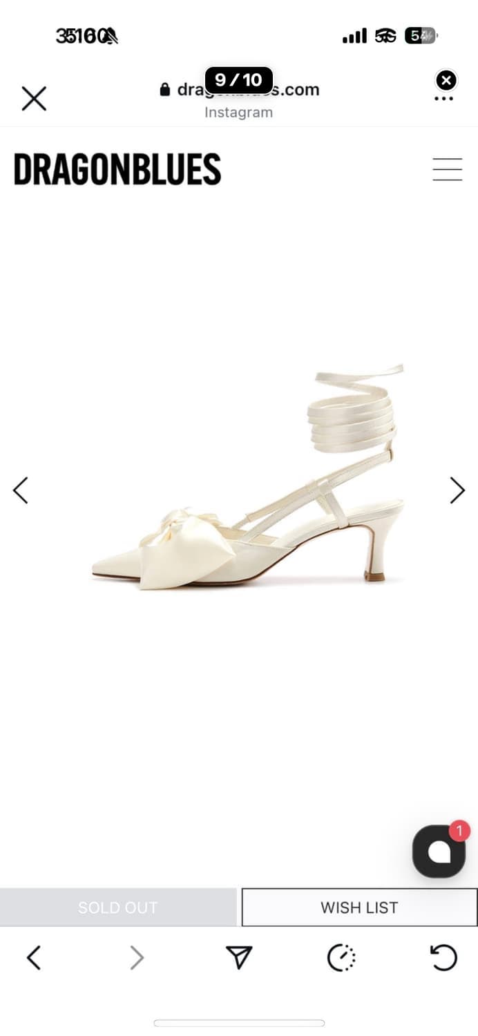 드래곤블루스 235-240 리본 슬링백 새틴 37 웨딩슈즈 상품이미지4