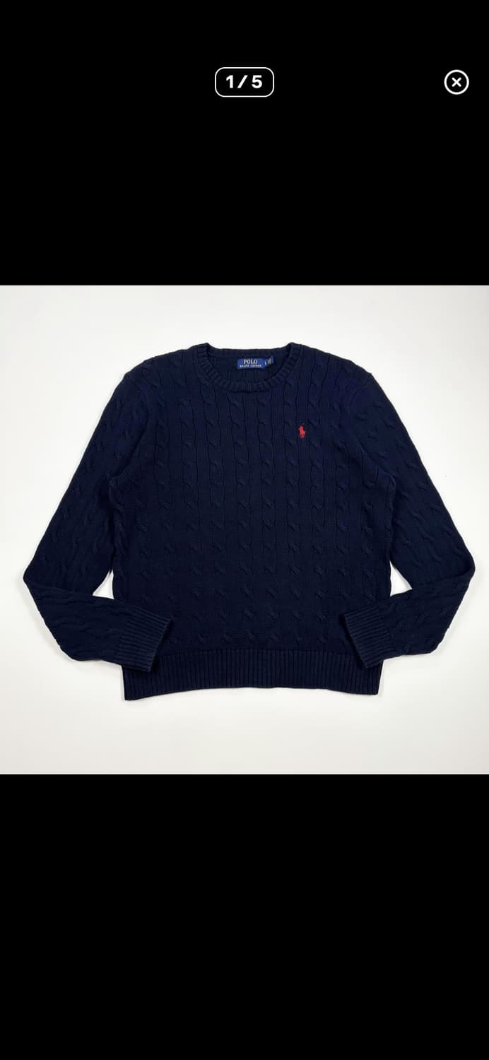 폴로 랄프로렌 클래식 케이블 니트 네이비 L 상품이미지1