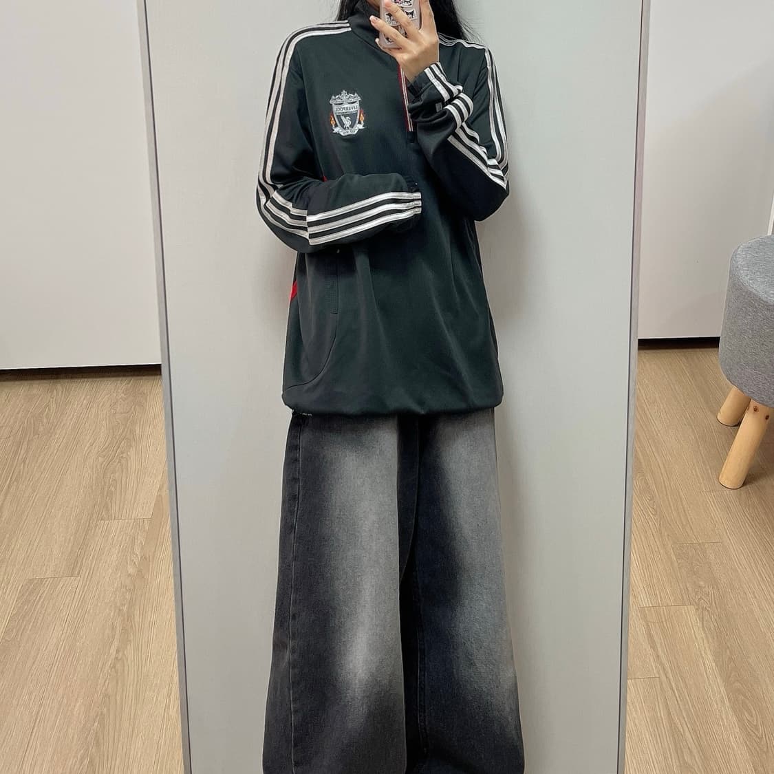 아디다스 리버풀 반집업 실버 삼선 트레이닝 탑 상품이미지1