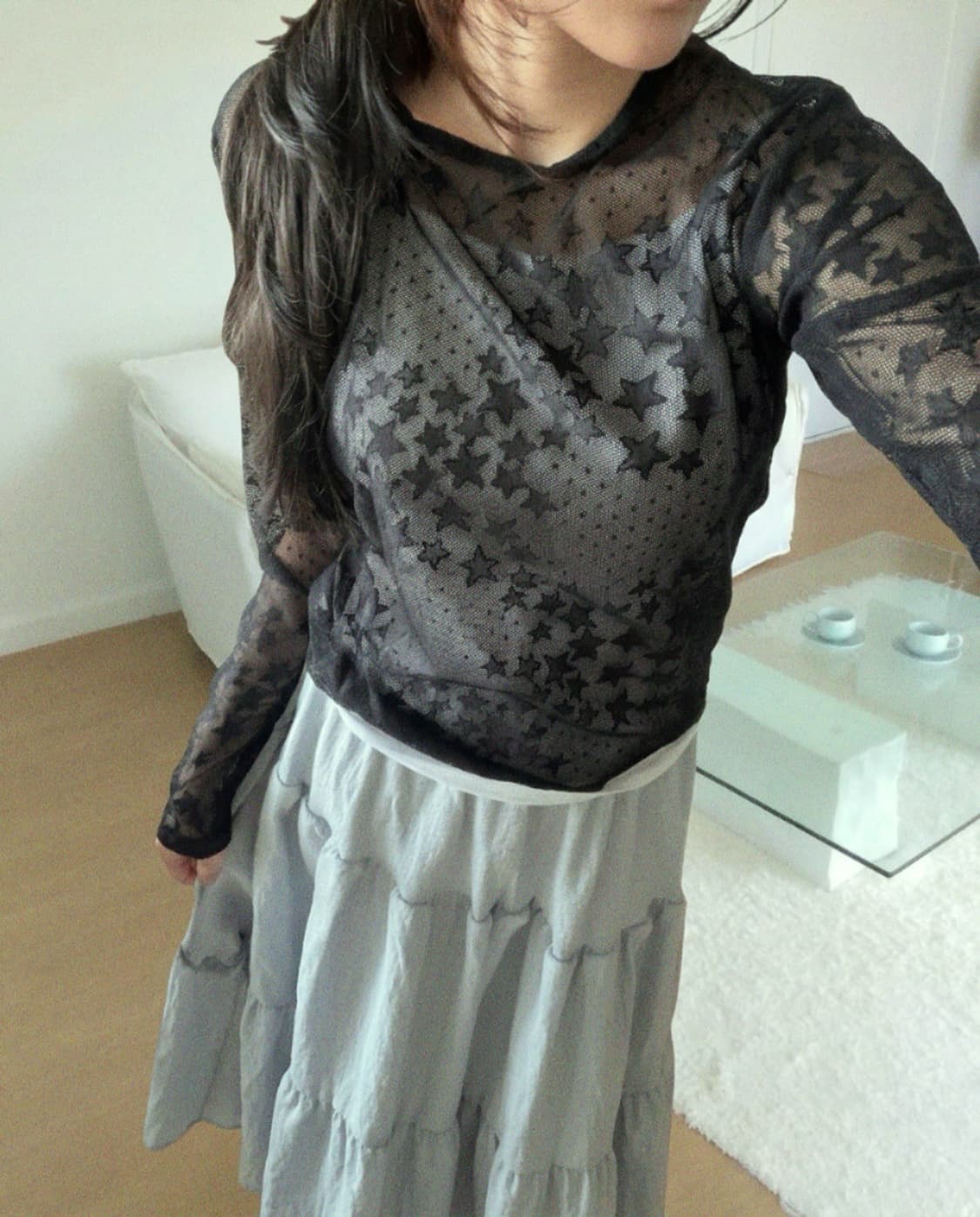 레이어드 별모양 시스루 긴팔티 상품이미지3