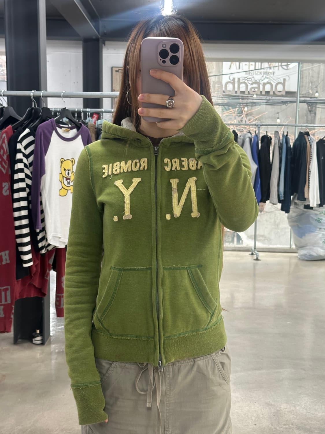 아베크롬비 투웨이 스티치 후드집업 올리브그린 상품이미지4