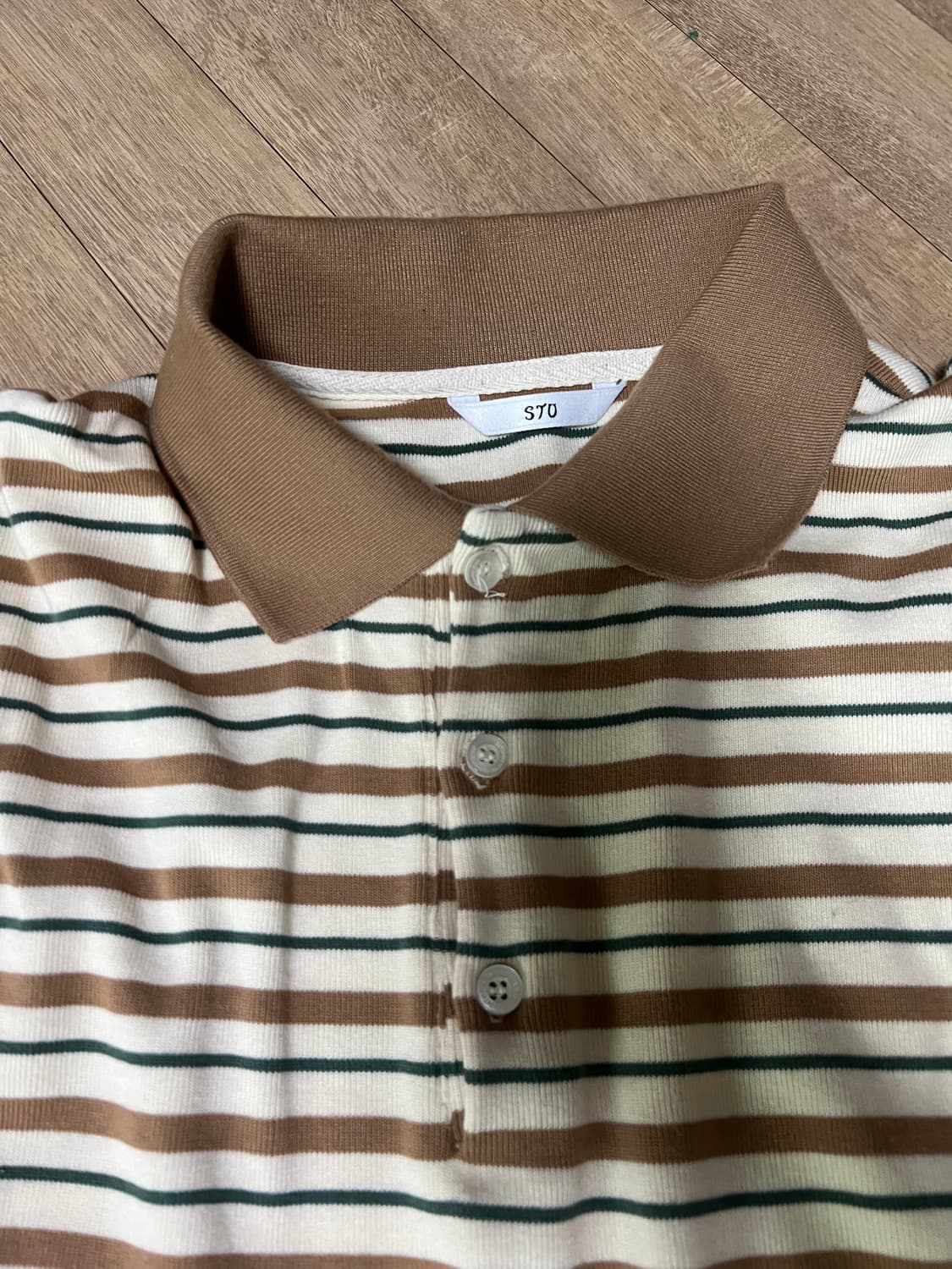 stu 스트라이프 카라 반팔티셔츠 L 사이즈 상품이미지3