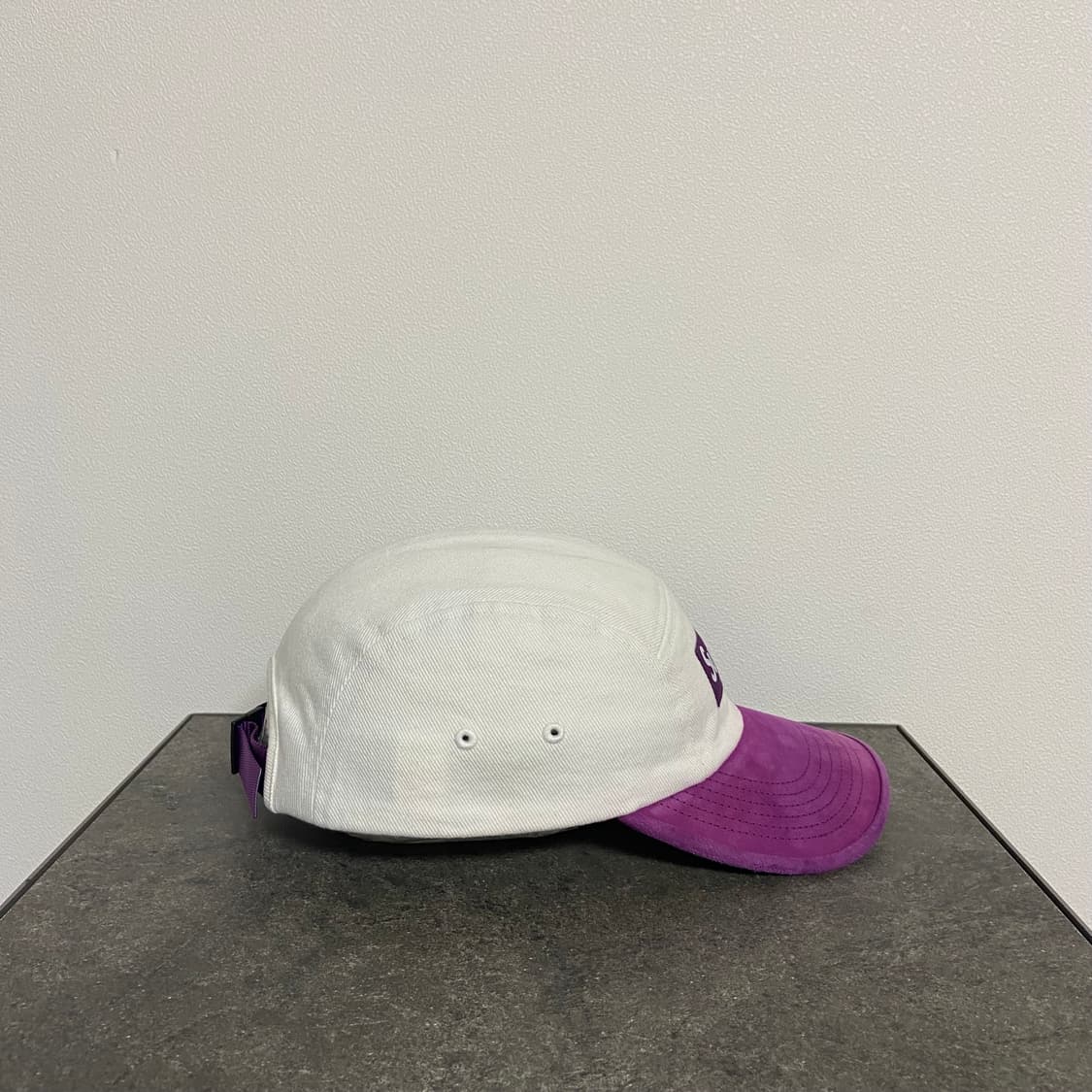 (OS) 슈프림 박스로고 캠프캡 모자 스웨이드 바이저 퍼플 내츄럴 상품이미지3