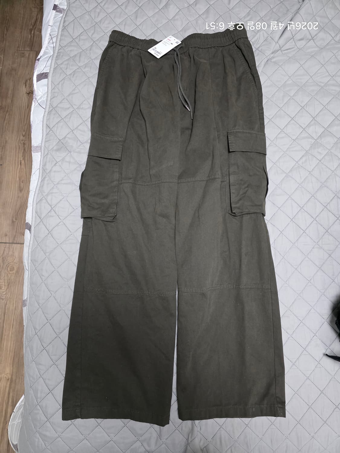 [XL] 스파오 카고 와이드 밴딩 팬츠 카키 새상품 상품이미지1