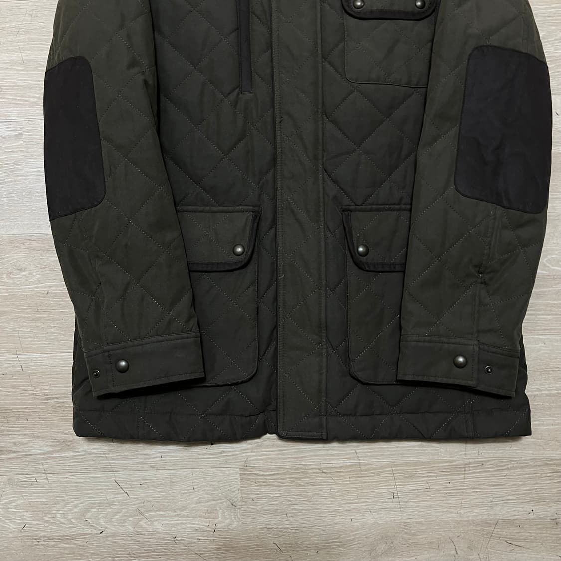 크리스찬 오자르 헤링본 배색 스탠드넥 큉팅자켓 [카키] XL/105 상품이미지3