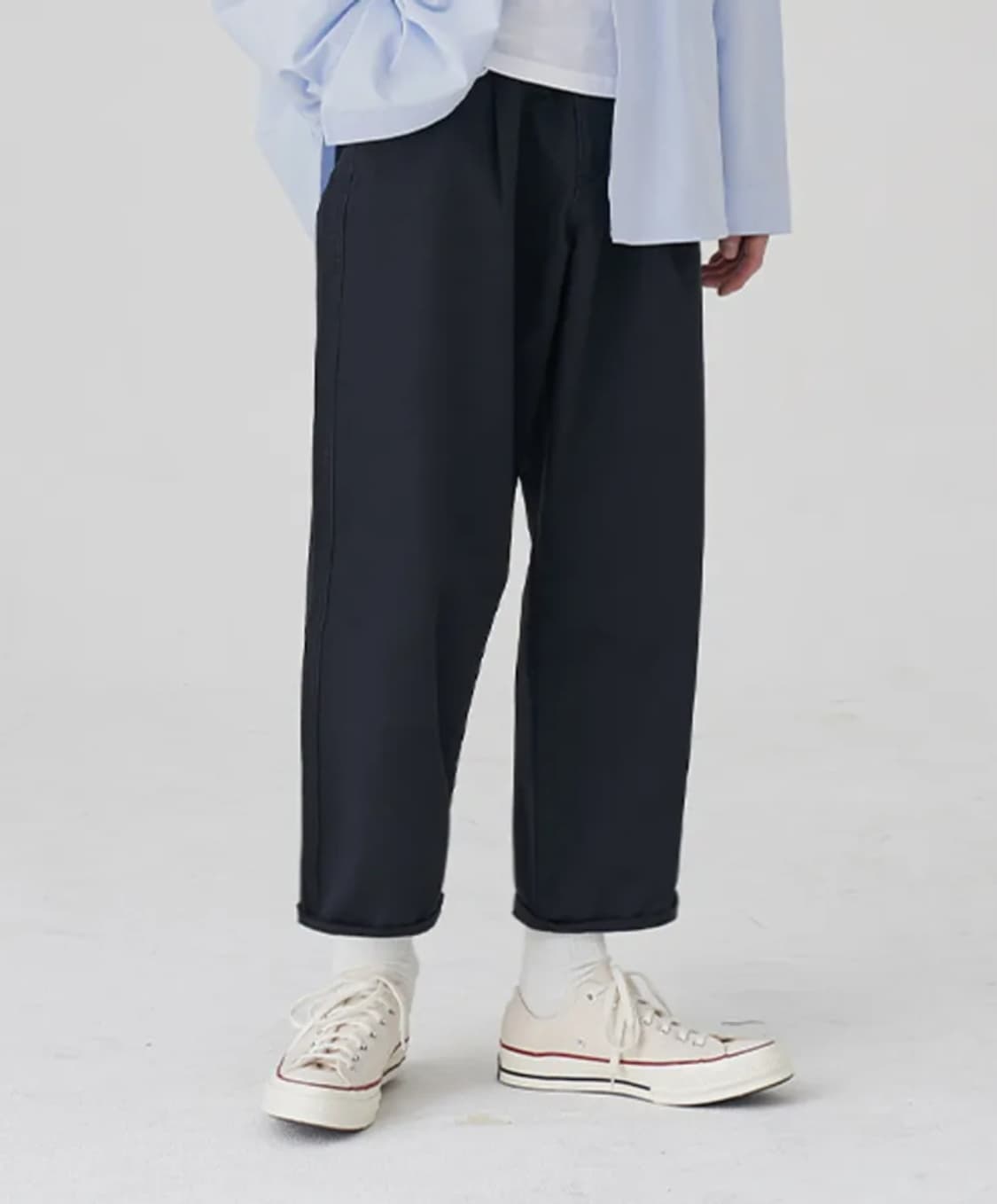 [M] 토피 원턱 와이드 코튼 팬츠 네이비 블랙, 샌드 일괄 판매 상품이미지1