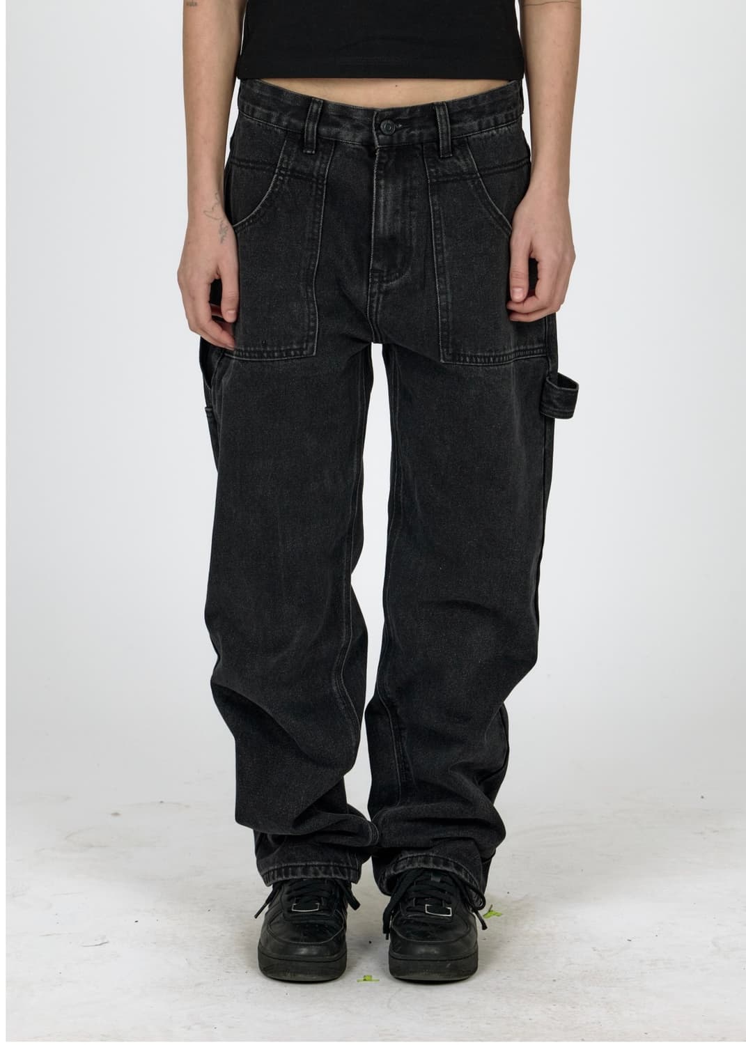 플라스틱 프로덕트 MPa 페인터 데님 팬츠 블랙 S 상품이미지1