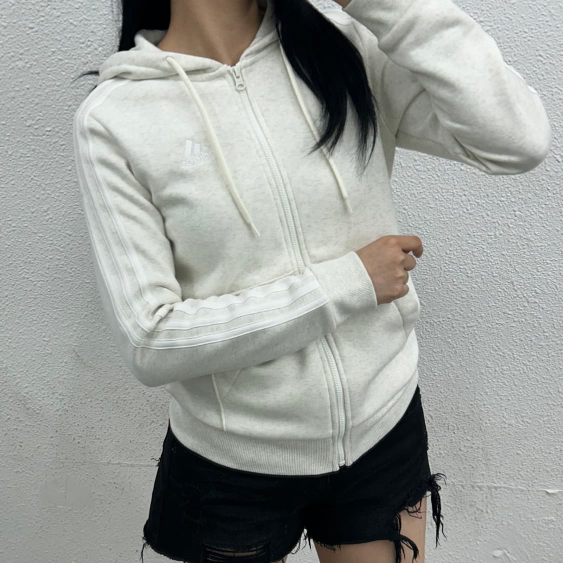 아디다스 화이트라인 아이보리 후드집업 XS 상품이미지1