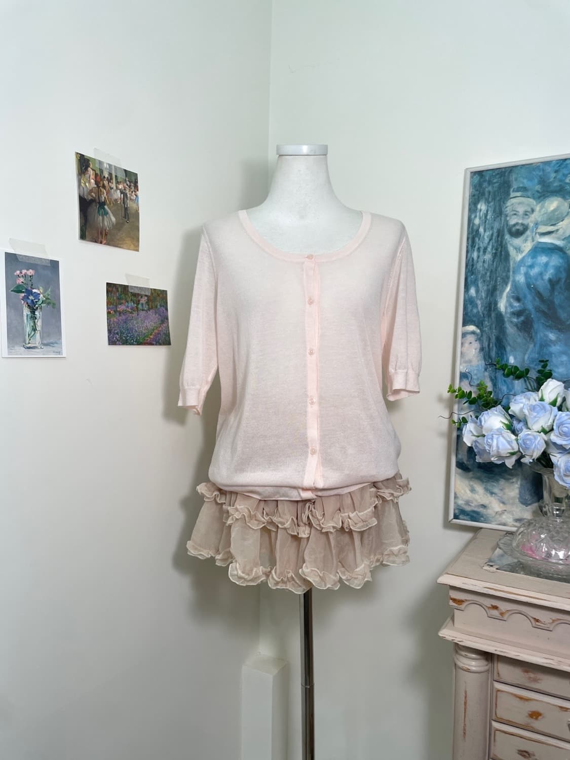 sheer pink half summer cardigan 상품이미지1