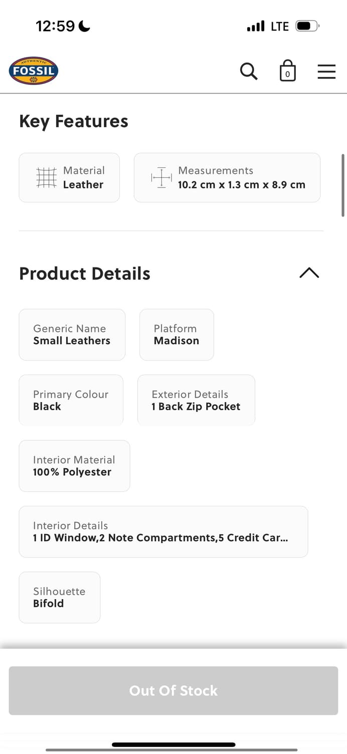 FOSSIL 반지갑 Madison Bifold 상품이미지6