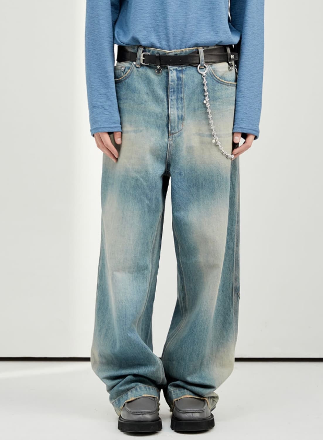 2) 알렌느 왁스 코팅 사이드진 데님 상품이미지1