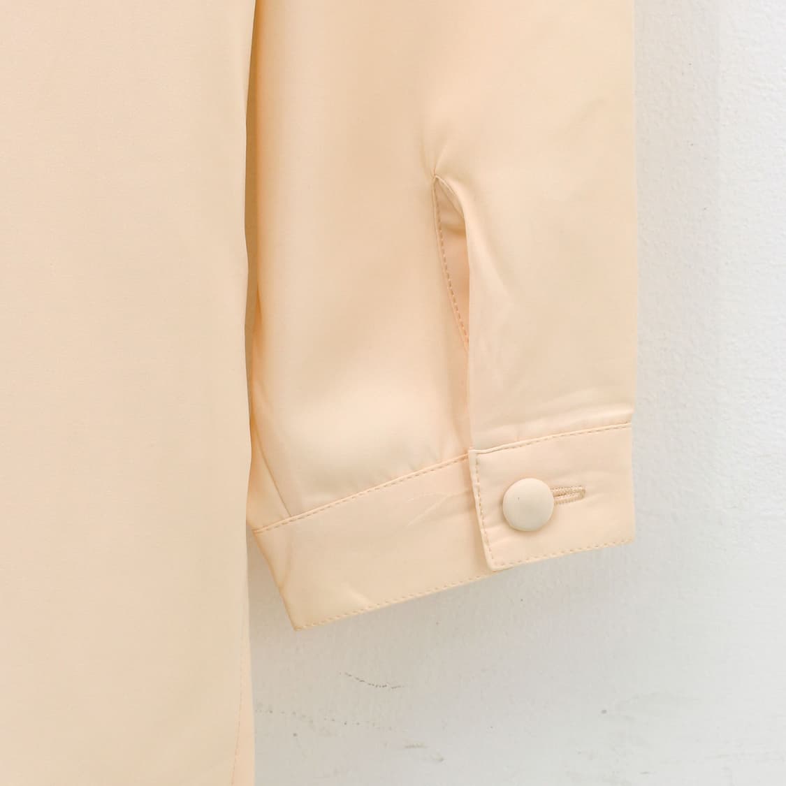 일본 빈티지 도트 배색 베이지 라운드 포켓 블라우스 상품이미지5