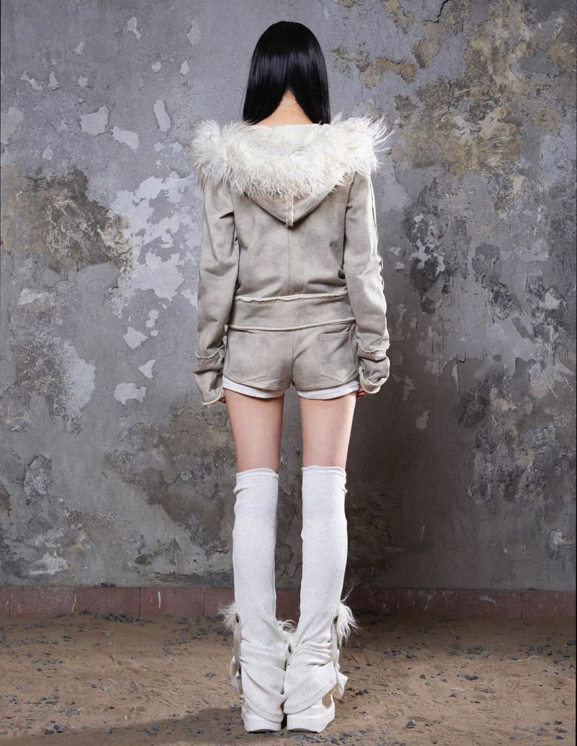 갸루 락시크st 퍼 후드집업 상품이미지2