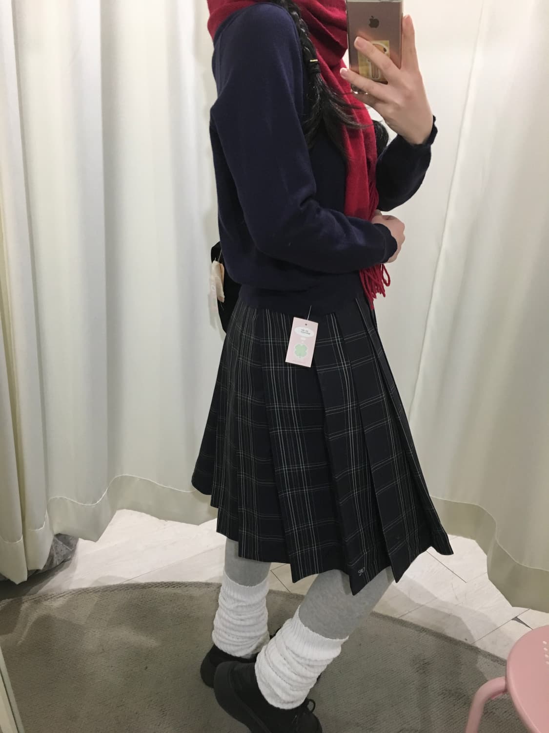 JPN 스쿨룩 체크 미디 스커트 상품이미지4