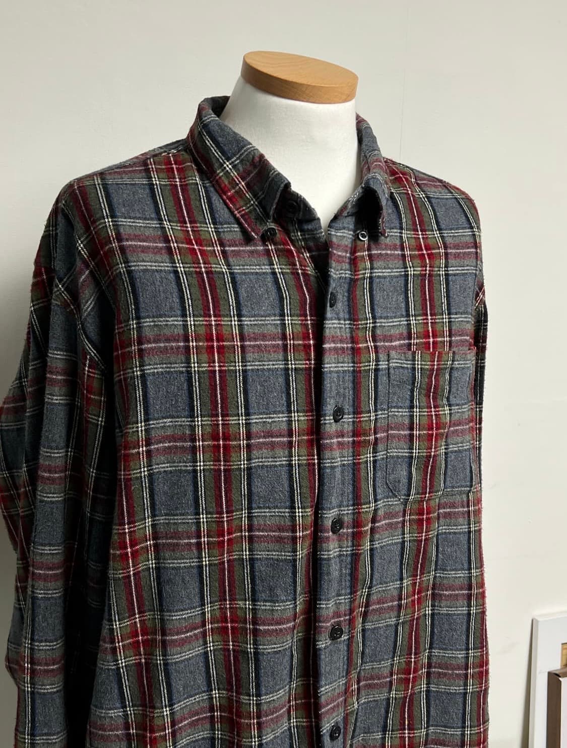 엘엘빈 LLBean 그레이 레드 체크셔츠 XL 상품이미지2