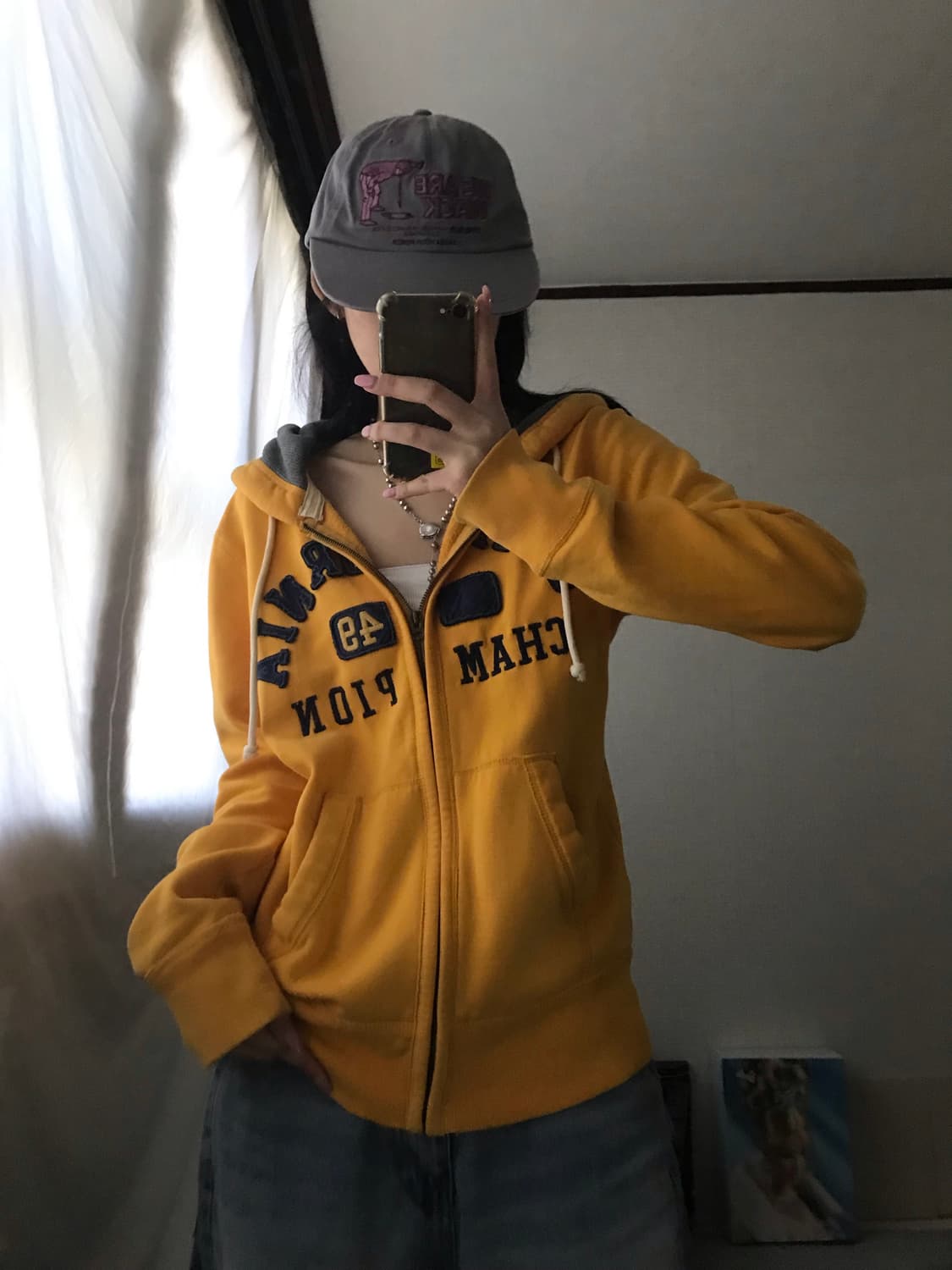 후아유 옐로우 후드집업 상품이미지1