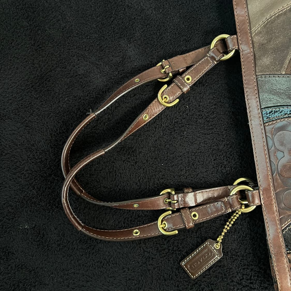 코치 브라운 패치워크 숄더백 상품이미지6