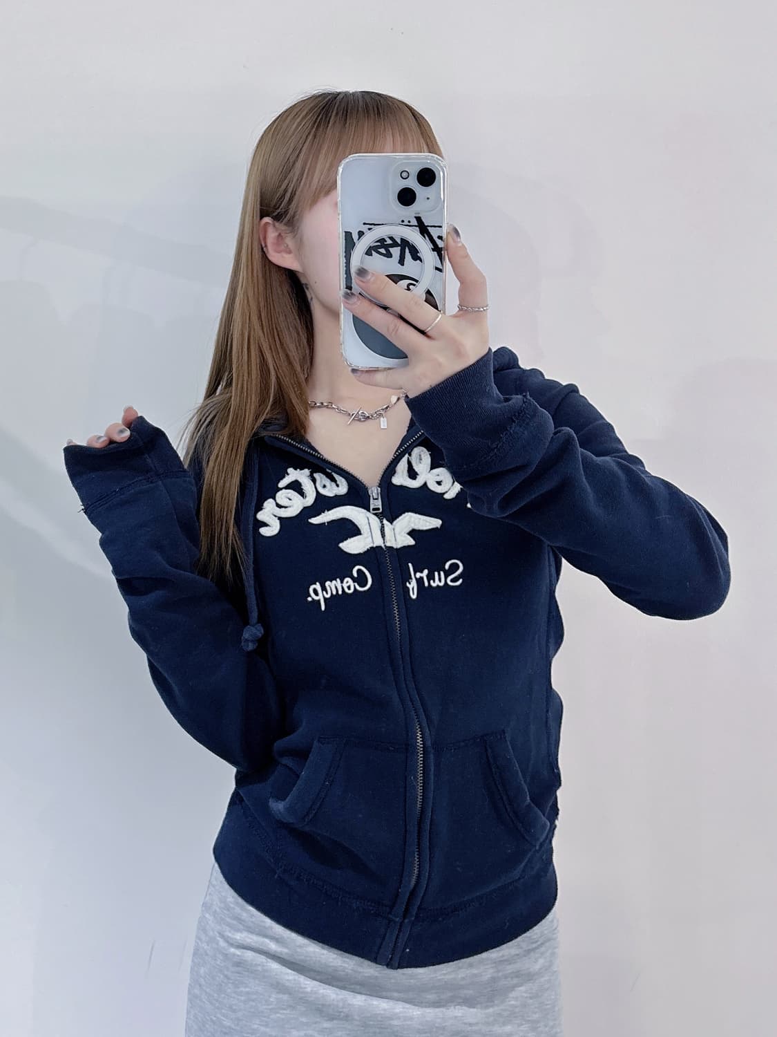 홀리스터 네이비 빅로고 후드집업 상품이미지1