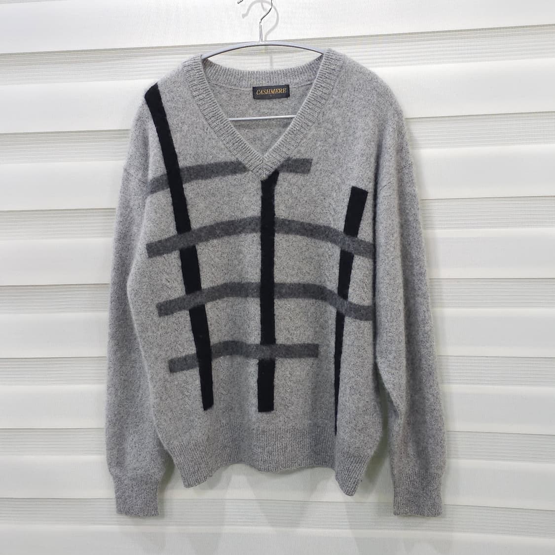 JAPAN 빈티지 캐시미어100 V넥 니트 스웨터- 우먼L 상품이미지1